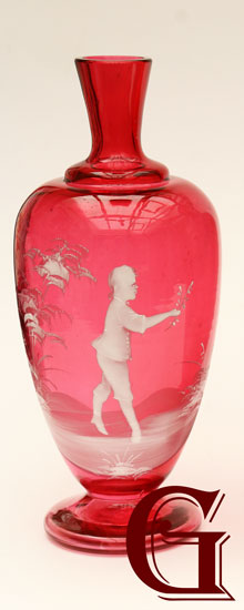 cranberry glass Mary Gregory mug